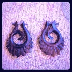 Vintage/ Grunge Natural Wood Earrings, Swirl